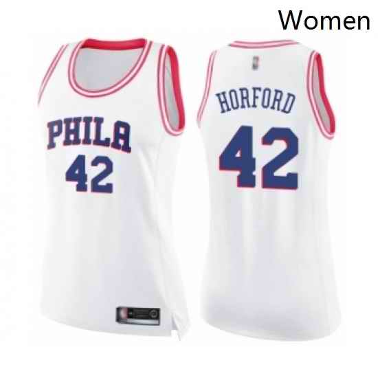 Womens Philadelphia 76ers 42 Al Horford Swingman White Pink Fashion Basketball Jersey